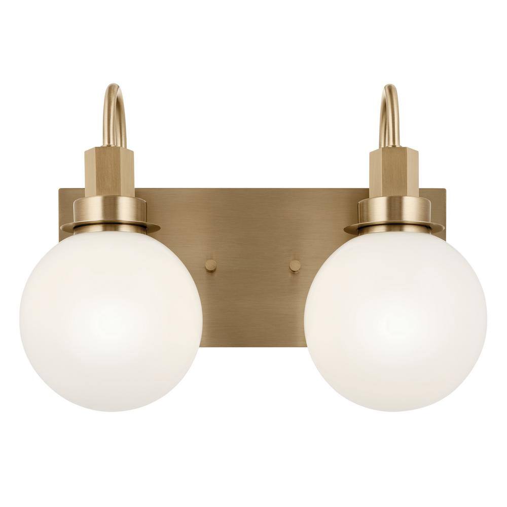 Champagne Bronze 14.25" 2-Light Vanity with Opal Glass