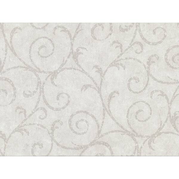 Warner Sansa Light Grey Plaster Scroll Vinyl Strippable Wallpaper (Covers 60.8 sq. ft.)