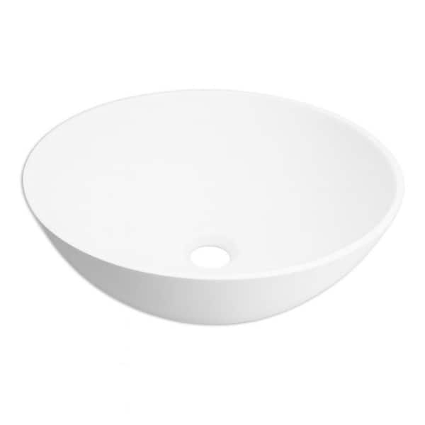 Nuvella Matte White Solid Surface Round Vessel Sink