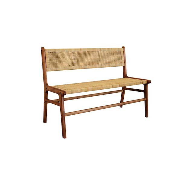 Unbranded Leana Caramel Dining Bench With Back 47.2 in.