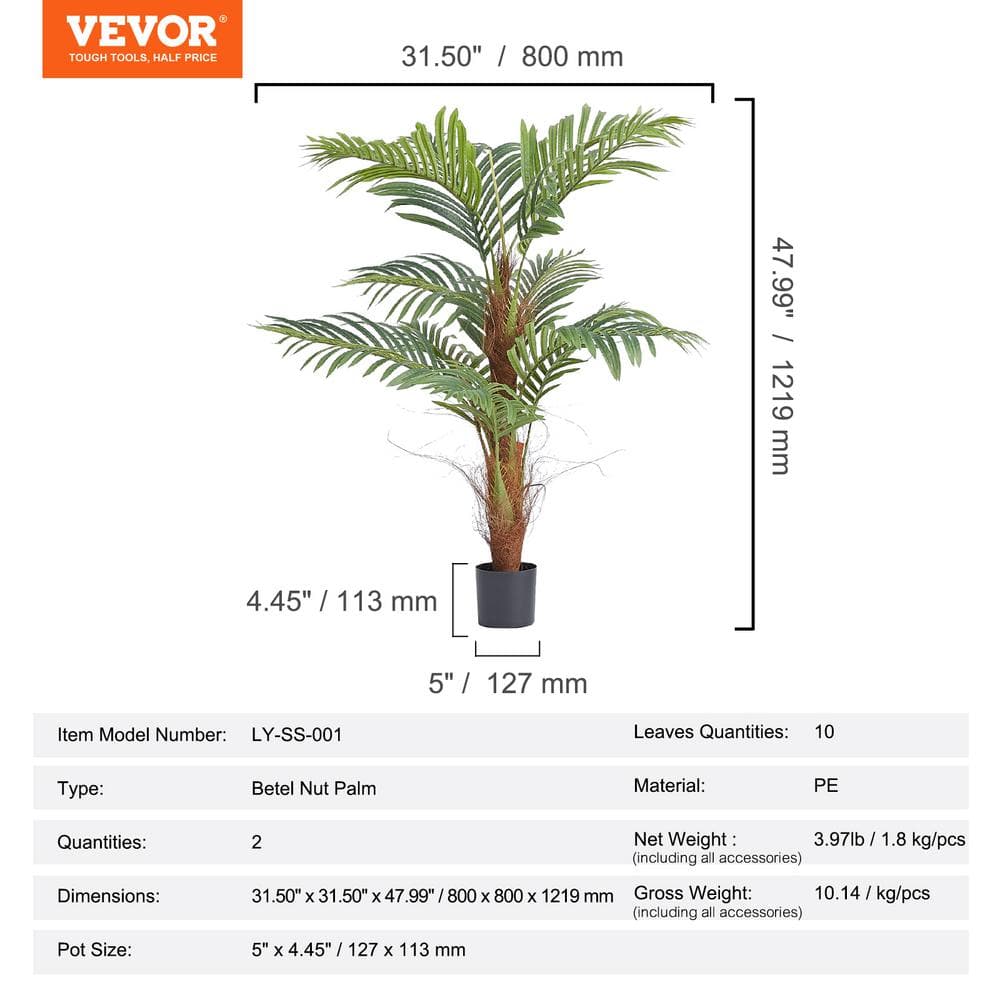 47.99'' Green Plastic Potted Palm Floor Plant with Lights