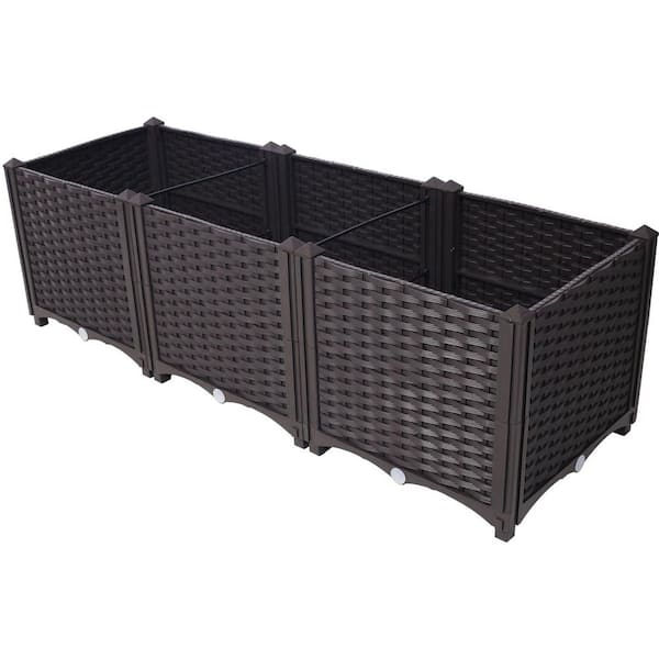 Miscool Anky 47.2 in. Brown PP Plastic Rectangular Outdoor Raised Planter Box