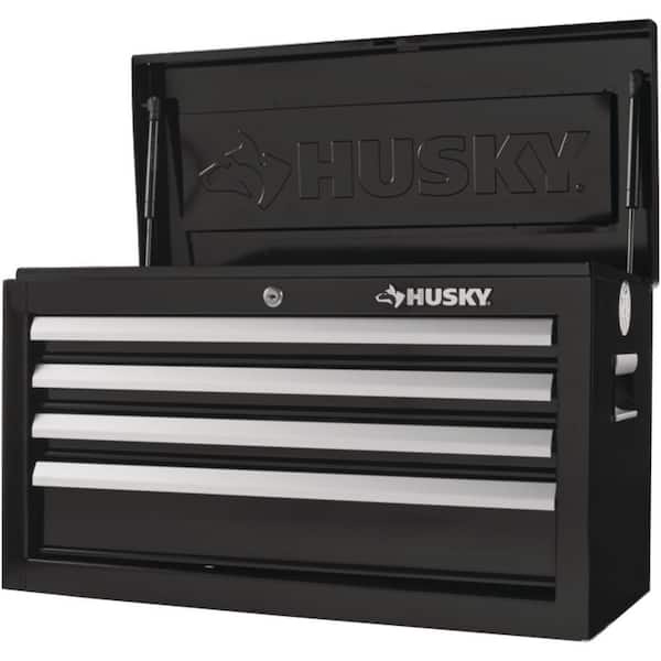Husky 26 in. W x 12 in. D Standard Duty 4-Drawer Top Tool Chest in Gloss  Black HKST98065BK - The Home Depot