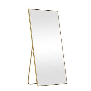 39 in. W x 71 in. H Rectangle Framed Gold Tempered Glass Full-Length Mirror