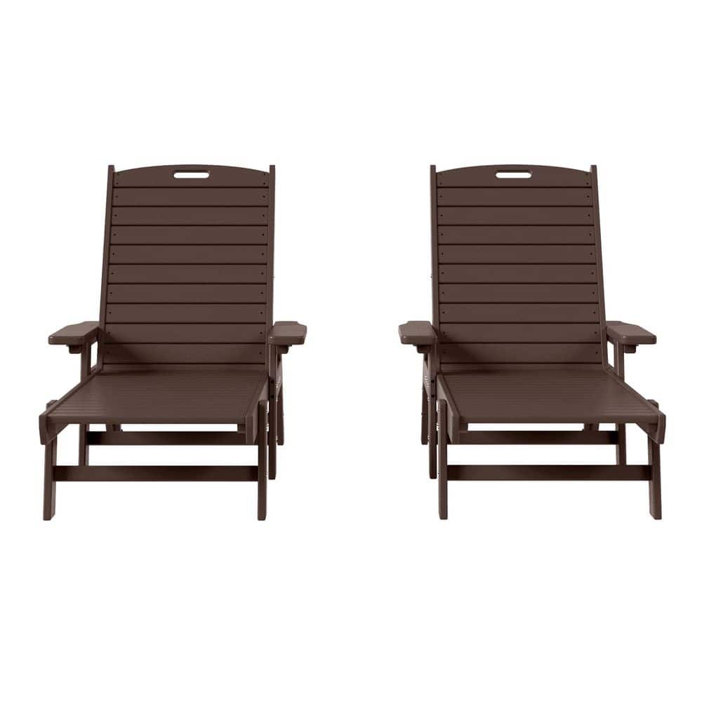 Harlo 2-Piece Dark Brown HDPE Fade Resistant All Weather Plastic Reclining Outdoor Adjustable Chaise Lounge Arm Chairs price history on PriceWatchPro