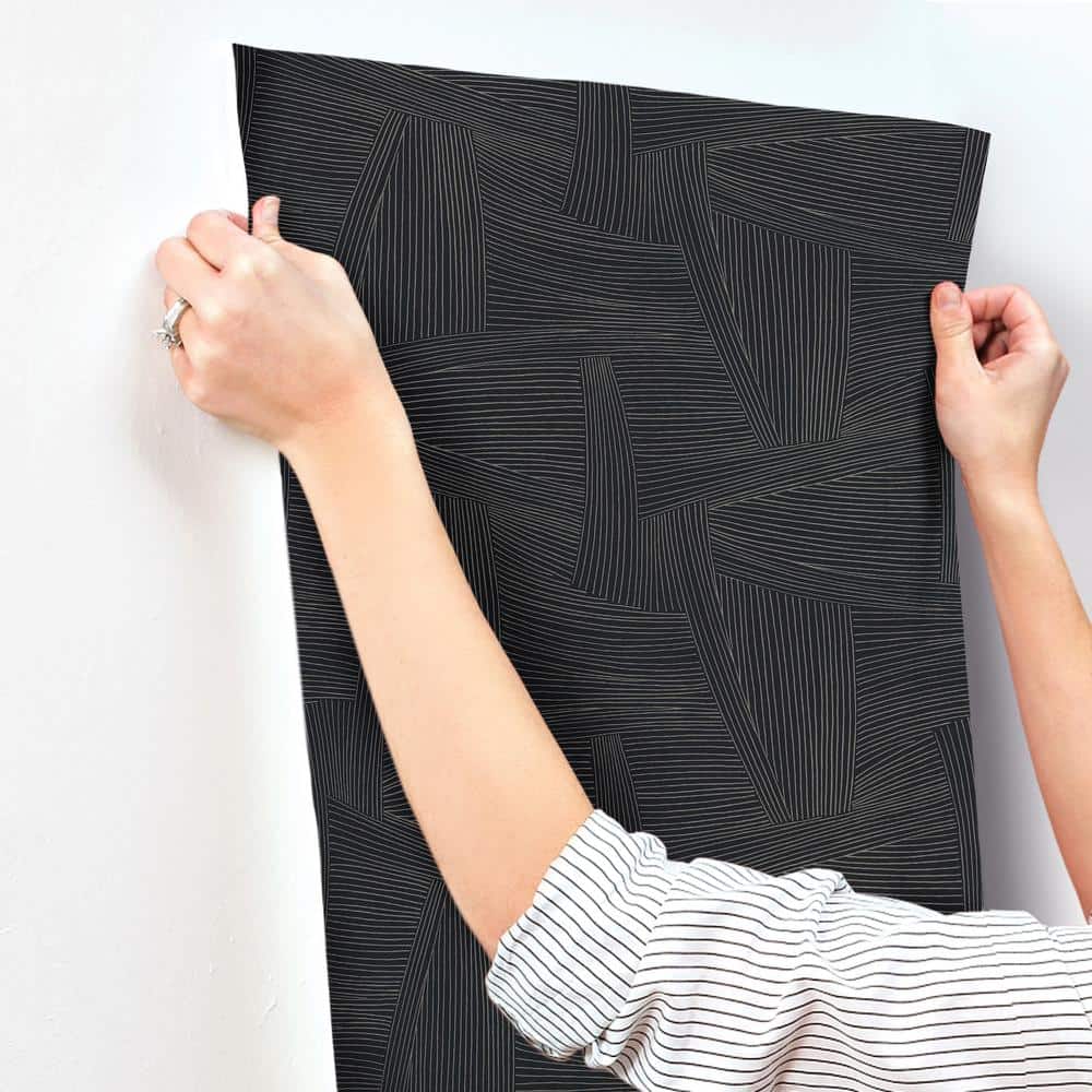 Reid Black Woven Geometric Non-Woven Wallpaper