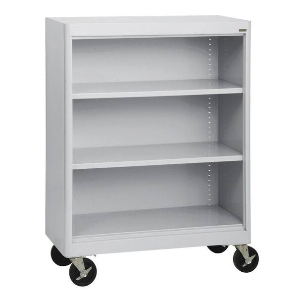 Sandusky 48 in. Dove Gray Metal 3-shelf Cart Bookcase with Adjustable Shelves