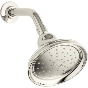 Bancroft 1-Spray Patterns with 1.75 GPM 5.9 in. Wall Mount Fixed Shower Head with Katalyst in Vibrant Polished Nickel