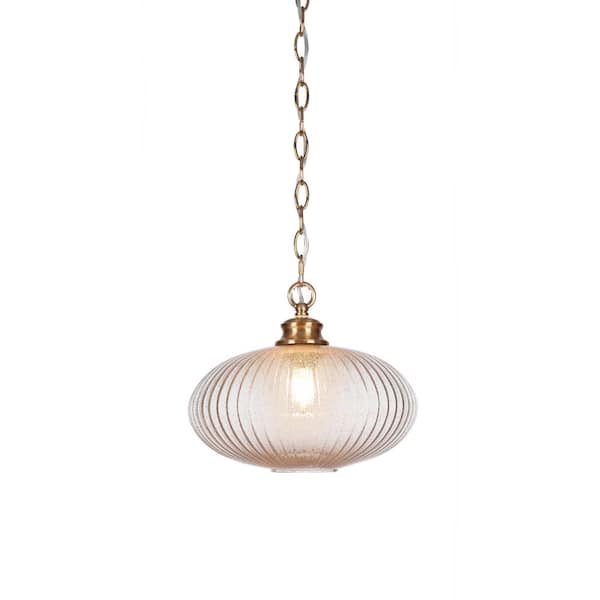 Unbranded Orleans 60-Watt 1-Light New Age Brass Shaded Mini Pendant Light with Glass Shade