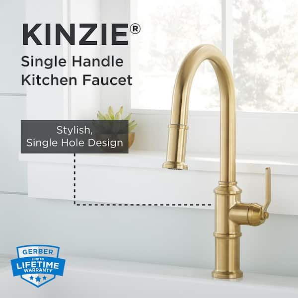 Kinzie Single Handle Pull Down Sprayer Kitchen Faucet in Brushed Bronze