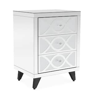 Fenley Silver 3-Drawer 17.71 in. W Nightstand with Storage Drawers
