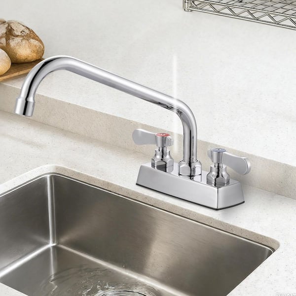 4 in. Centerset Double Handle Deck Mount Brass Standard Kitchen Faucet with 10" Swivel Spout in Polished Chrome