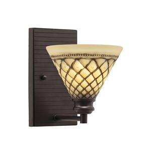 Albany 1-Light Espresso 7 in. Wall Sconce with Chocolate Icing Glass Shade