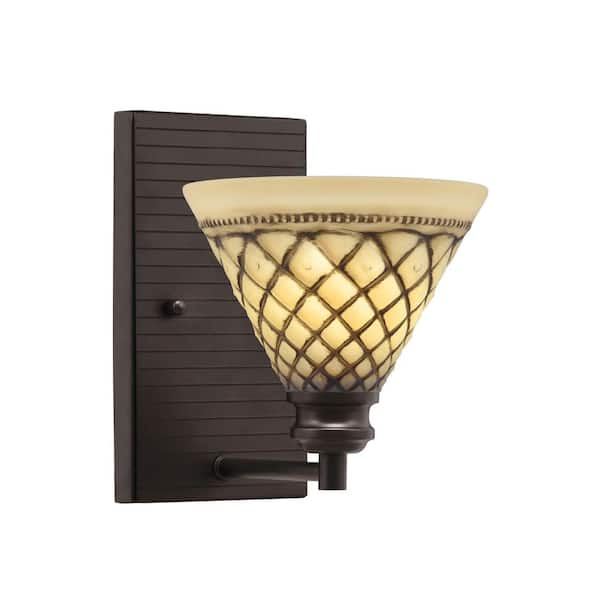 Albany 1-Light Espresso 7 in. Wall Sconce with Chocolate Icing Glass ...