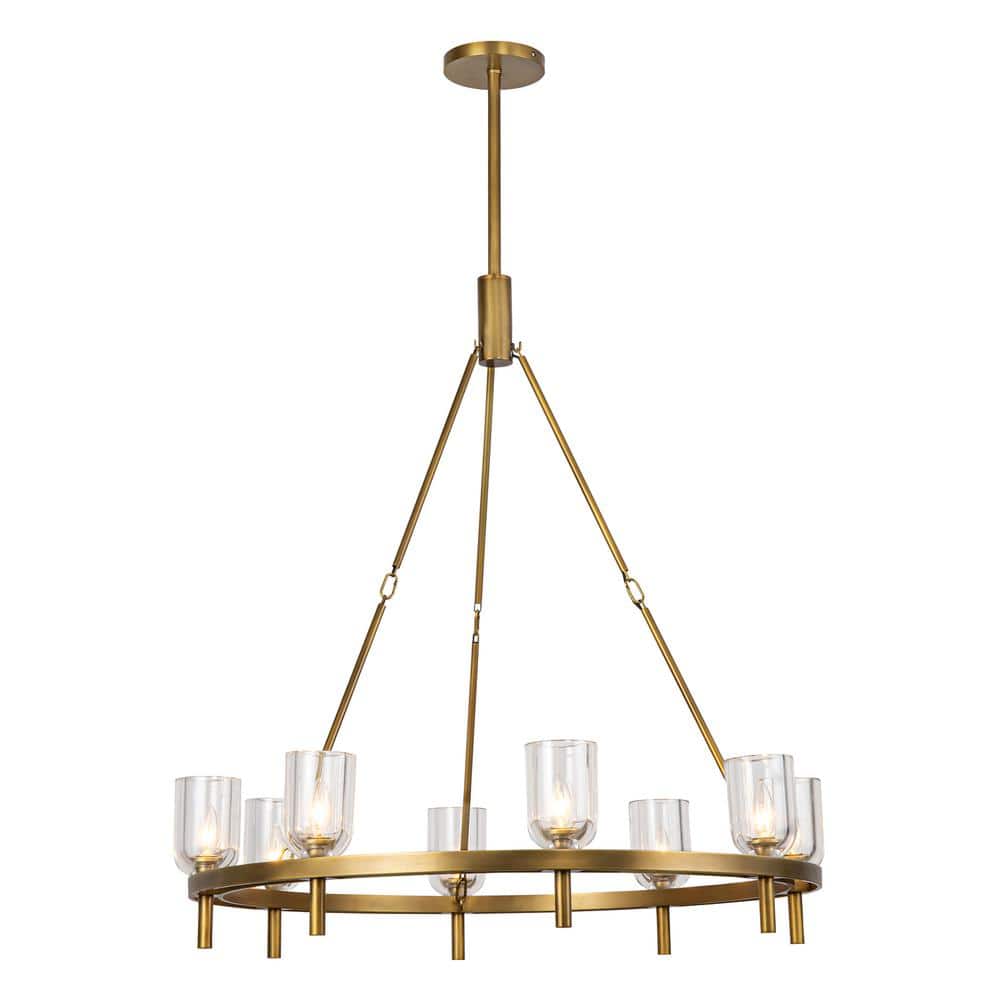 Lucian Vintage Brass and Crystal 8-Light Chandelier