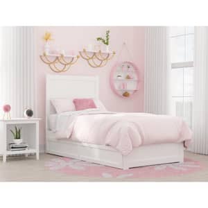NoHo White Twin Bed with Footboard and Twin Trundle