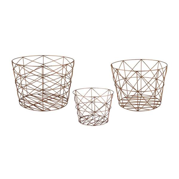Titan Lighting Geometric Copper Nested Decorative Baskets (Set of 3)