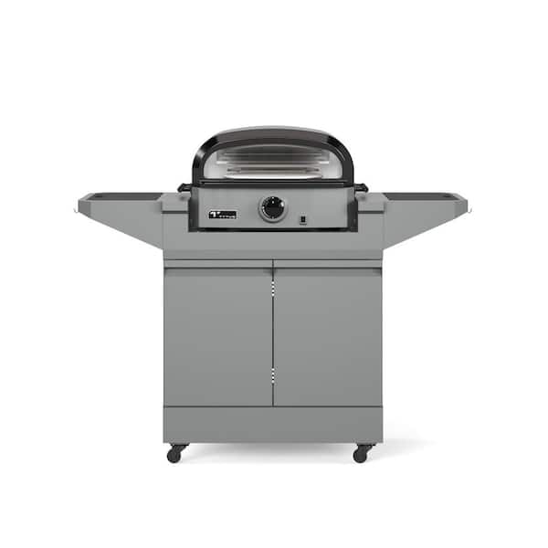 Emberwood Pizza Oven with Grill and Prep Cart in Gunmetal Gray