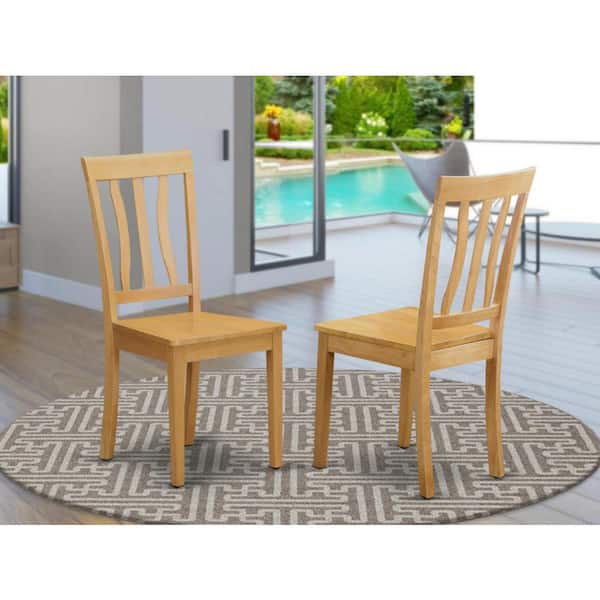 HOME IMPORTS EMPORIUM Oak Wooden Seat Slat Back Dining Chair (Set of 2)