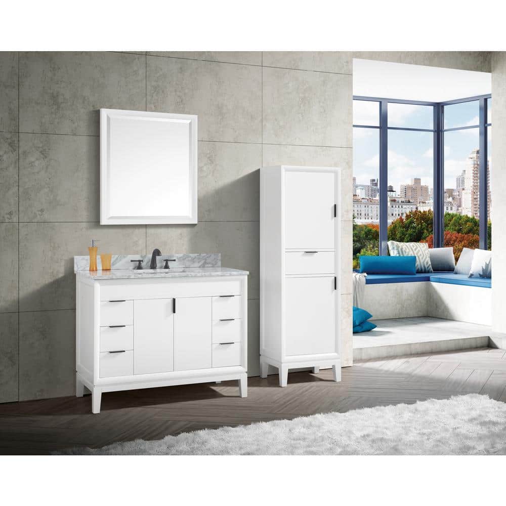 Emma 42" White Solid Wood Freestanding Vanity Cabinet