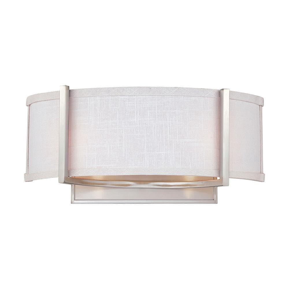Gemini Brushed Nickel 2-Light Wall Sconce with Curved Shade