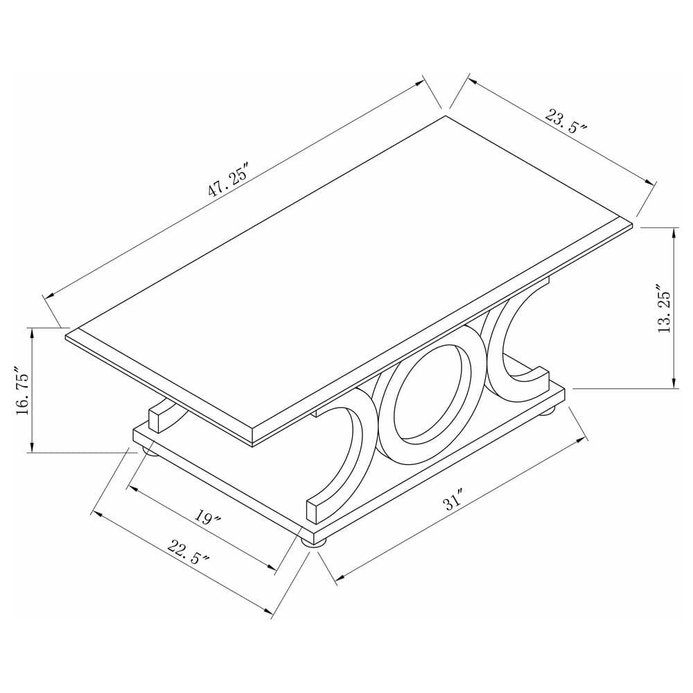 Elegant Cappuccino C-Shaped Wood Coffee Table 47"