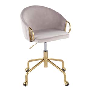 Claire Silver Velvet and Gold Metal Task Chair