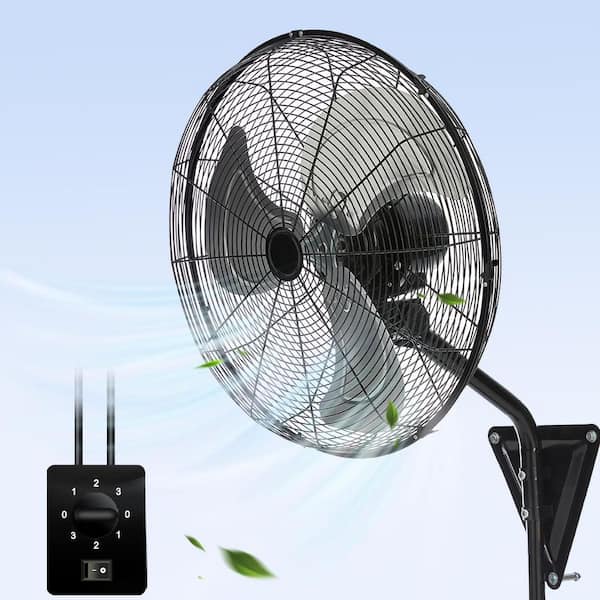 Unbranded 18 in. Wall Mount Fan in Black, 3-Speed ​​5500 CFM, 120° Oscillating, ETL Listed for Garage, Warehouse, Commercial Use