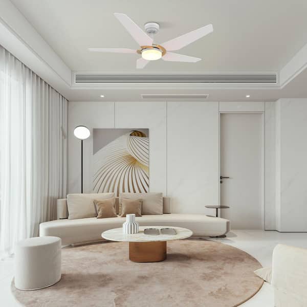 Voyager 52 in. Dimmable LED Indoor/Outdoor White Smart Ceiling Fan with Light and Remote, Works w/Alexa/Google Home