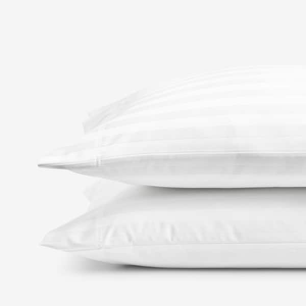 The Company Store Company Cotton Dobby Stripe Wrinkle-Free Sateen White Cotton King Pillowcases (Set of 2)