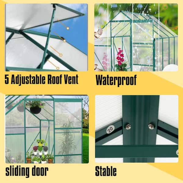 6 ft. x 8 ft. Outdoor Patio DIY Greenhouse in Green