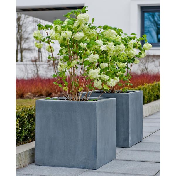 PotteryPots Natural Block Extra Large 24 in. Grey Fiberstone