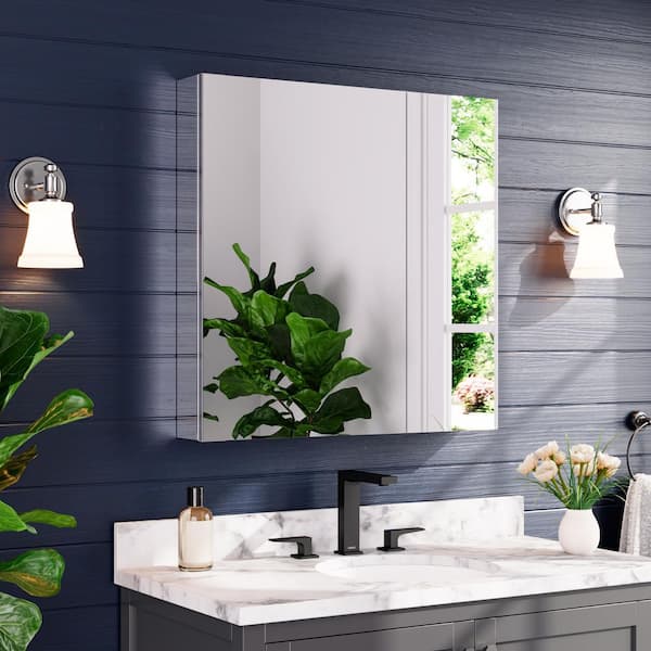 30 in. W x 30 in. H Rectangular Aluminum Surface/Recessed Medicine Cabinet with Mirror for Bathroom