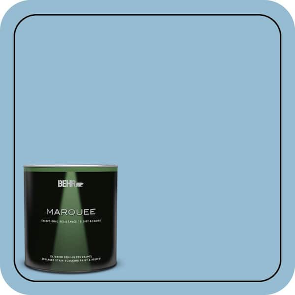 BEHR MARQUEE 1 qt. #M500-3 Blue Chalk color Semi-Gloss Enamel Exterior Paint & Primer