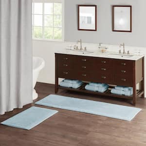 Splendor 24 in. x 72 in. Blue 100% Cotton Tufted 3000 GSM Reversible Bath Rug