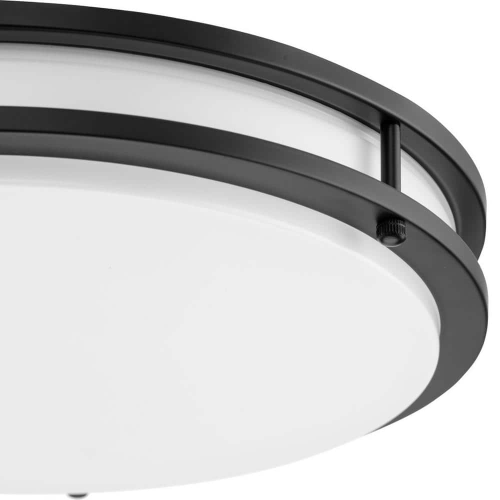 Abide 14" Matte Black and Nickel LED Flush Mount Light