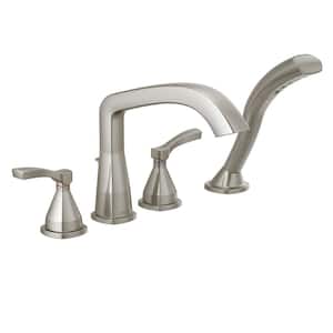 Stryke 2-Handle Deck Mount Roman Tub Faucet Trim Kit with Handshower in Stainless (Valve Not Included)