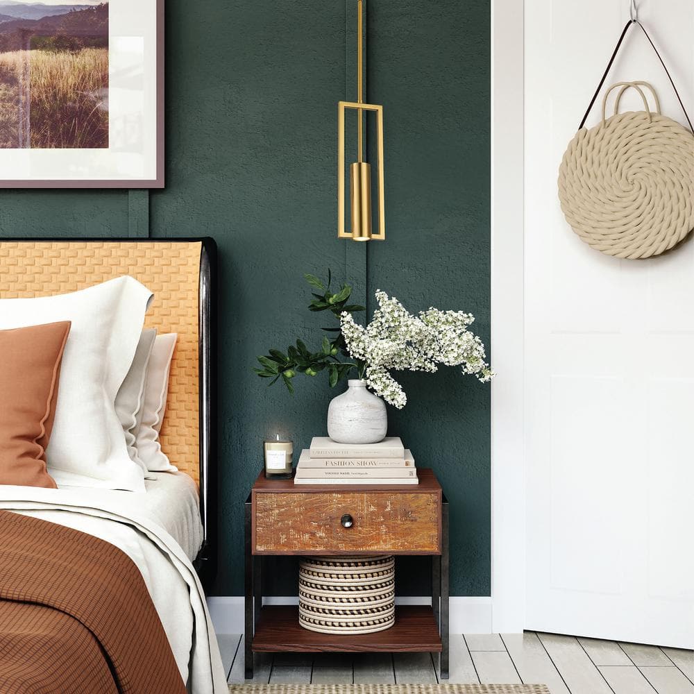 Aged Brass Adjustable Indoor Pendant Light with LED Compatibility
