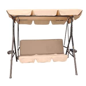 Beige 20 in W.Patio 500 Bl Capacity Patio Swing with cushion