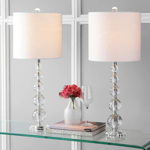 JONATHAN Y Nala 28.5 in. Crystal Table Lamp, Clear/Chrome (Set of 2)