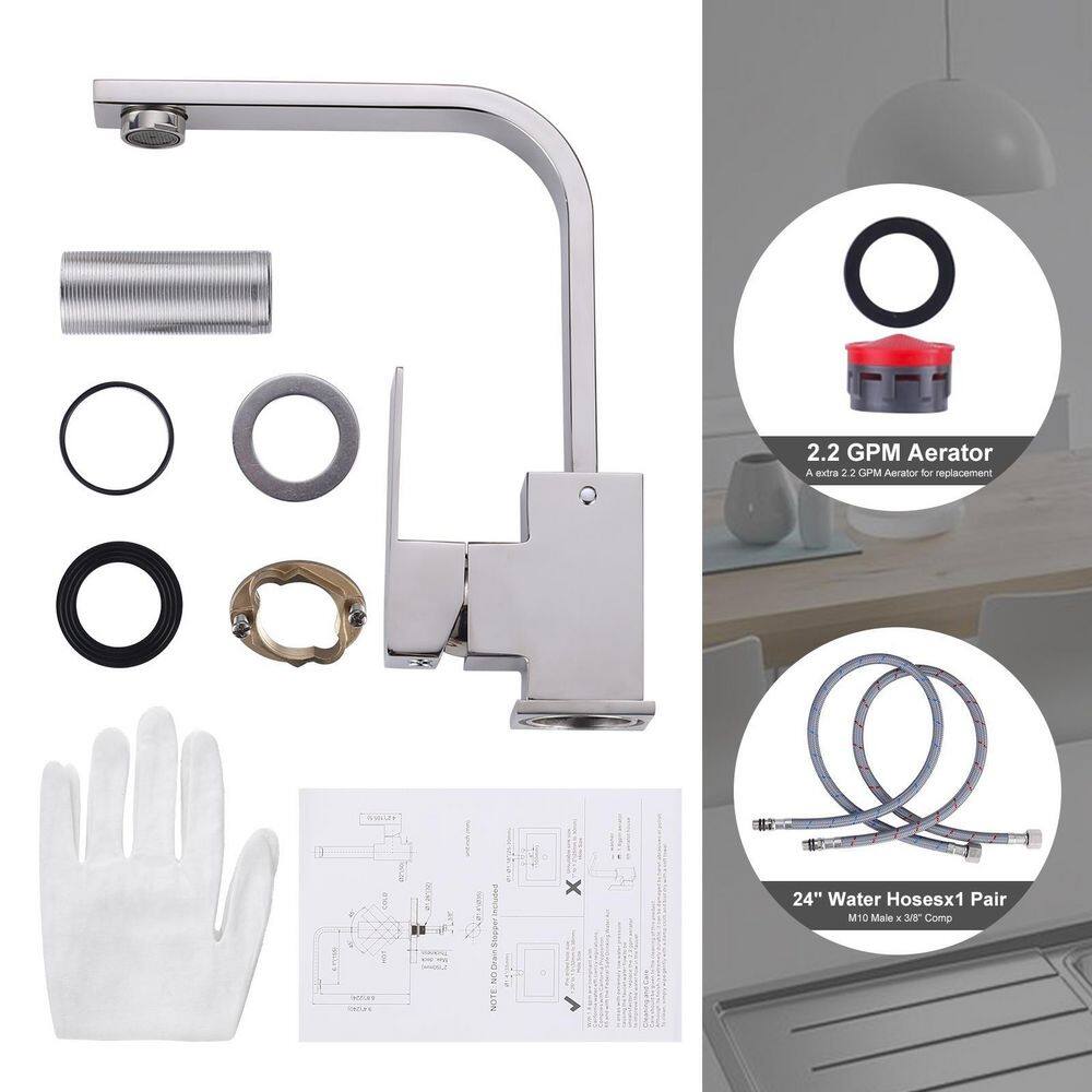 Polished Chrome Single Handle Bar Faucet with Stainless Steel