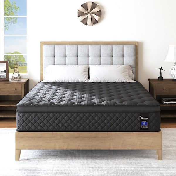viscountess King Medium Firm 14 in. Hybrid Gel Memory Foam with Euro Top, Pocket Spring, Edge Support and Bed-in-a-Box Mattress ﻿