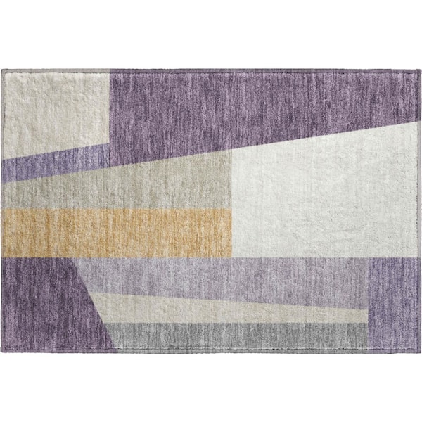 Mayfield Premium Machine Washable Abstract AMF2446 Plum 2 ft. x 3 ft. Accent Rug