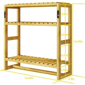 16 in. W 16 in. H x 5.9 in. D Bamboo Square Bathroom Organizer Shelves Adjustable 3-Tiers Floating Shelf in Golden