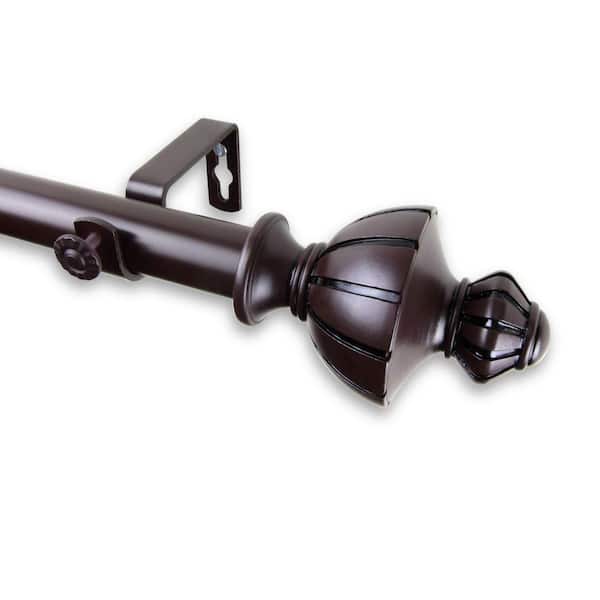 Rod Desyne 120 in. - 170 in. Telescoping 1 in. Single Curtain Rod Kit in Mahogany with Jerome Finial