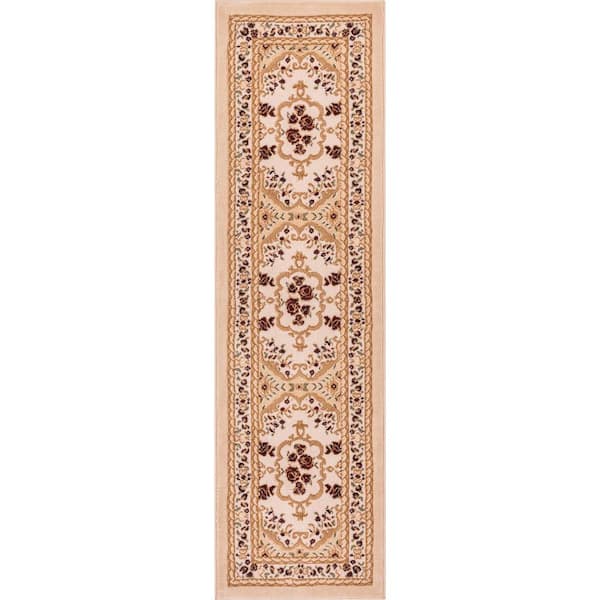 Well Woven Dulcet Versaille Ivory 2 ft. x 7 ft. Traditional Medallion Runner Rug