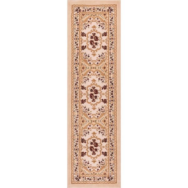 Dulcet Versaille Ivory 2 ft. x 7 ft. Traditional Medallion Runner Rug