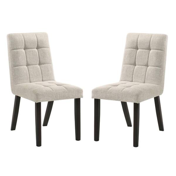 Furniture of America Hebalon Dark Walnut and Beige Fabric Side Chair (Set of 2)