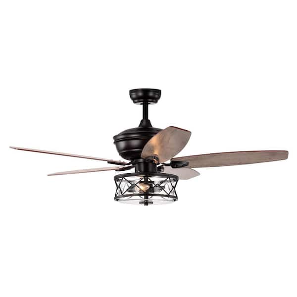 matrix decor 52 in. Matte Black Caged Ceiling Fan with Lights and Remote Control