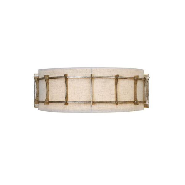 Varaluz Occasion 2-Light Zen Gold Bath Vanity Light with Silk Slug Tan Shade